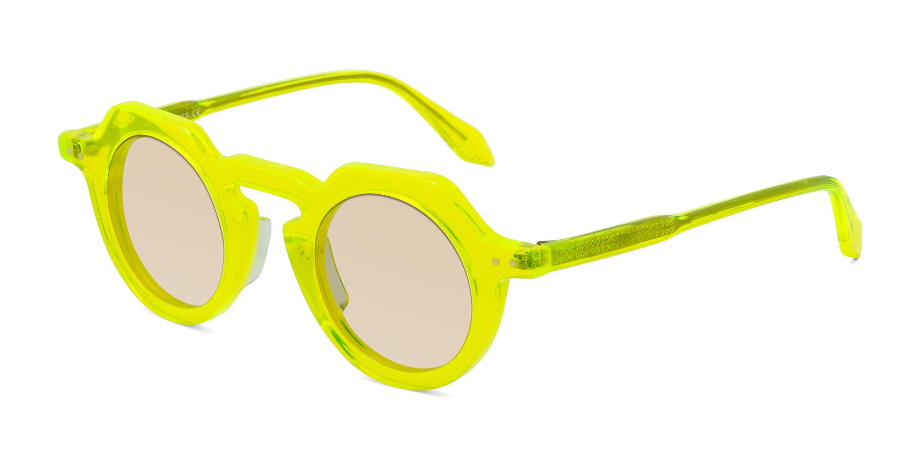 Angle of Arbor in Neon Yellow with Light Brown Tinted Lenses