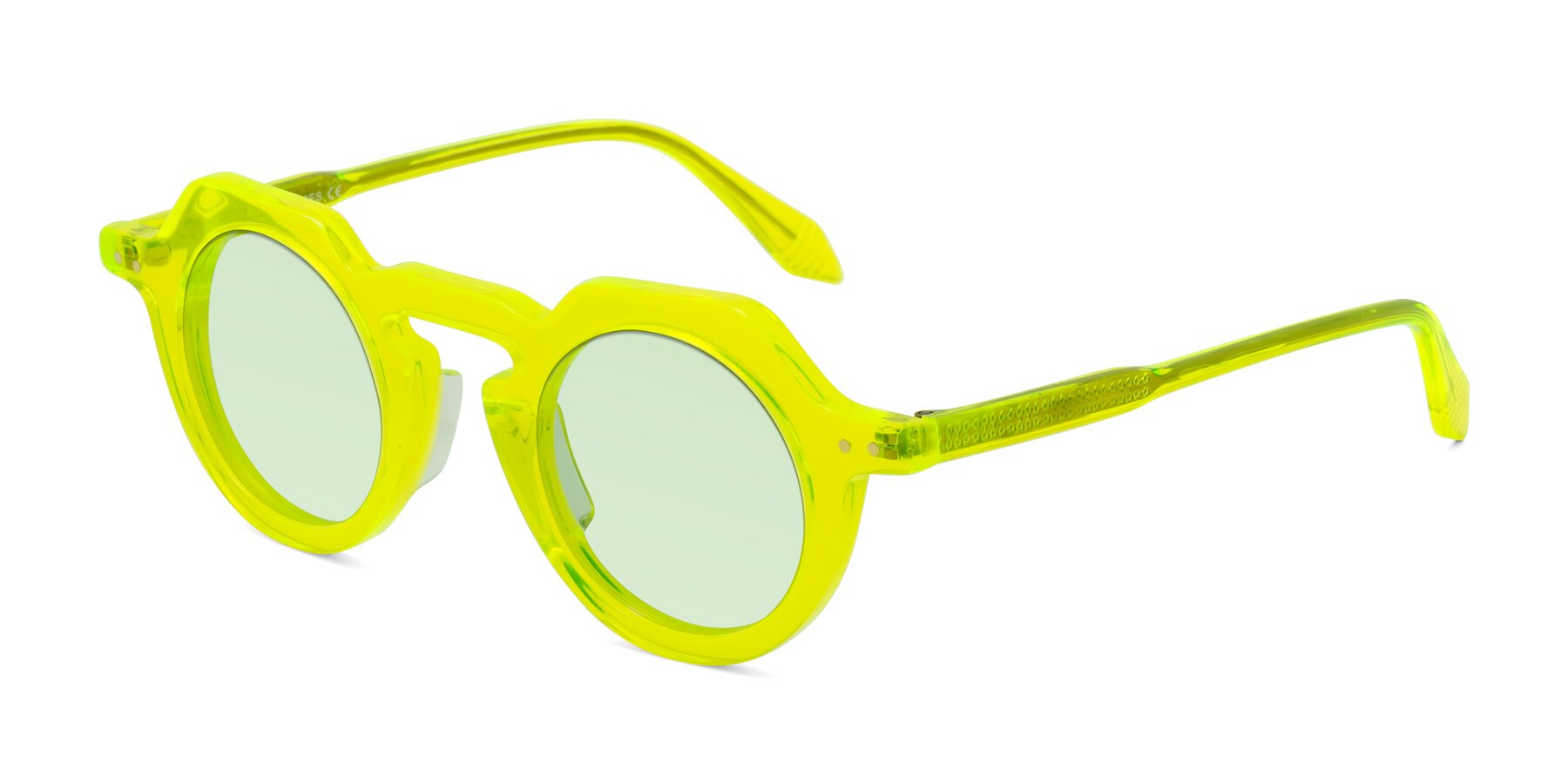 Angle of Arbor in Neon Yellow with Light Green Tinted Lenses