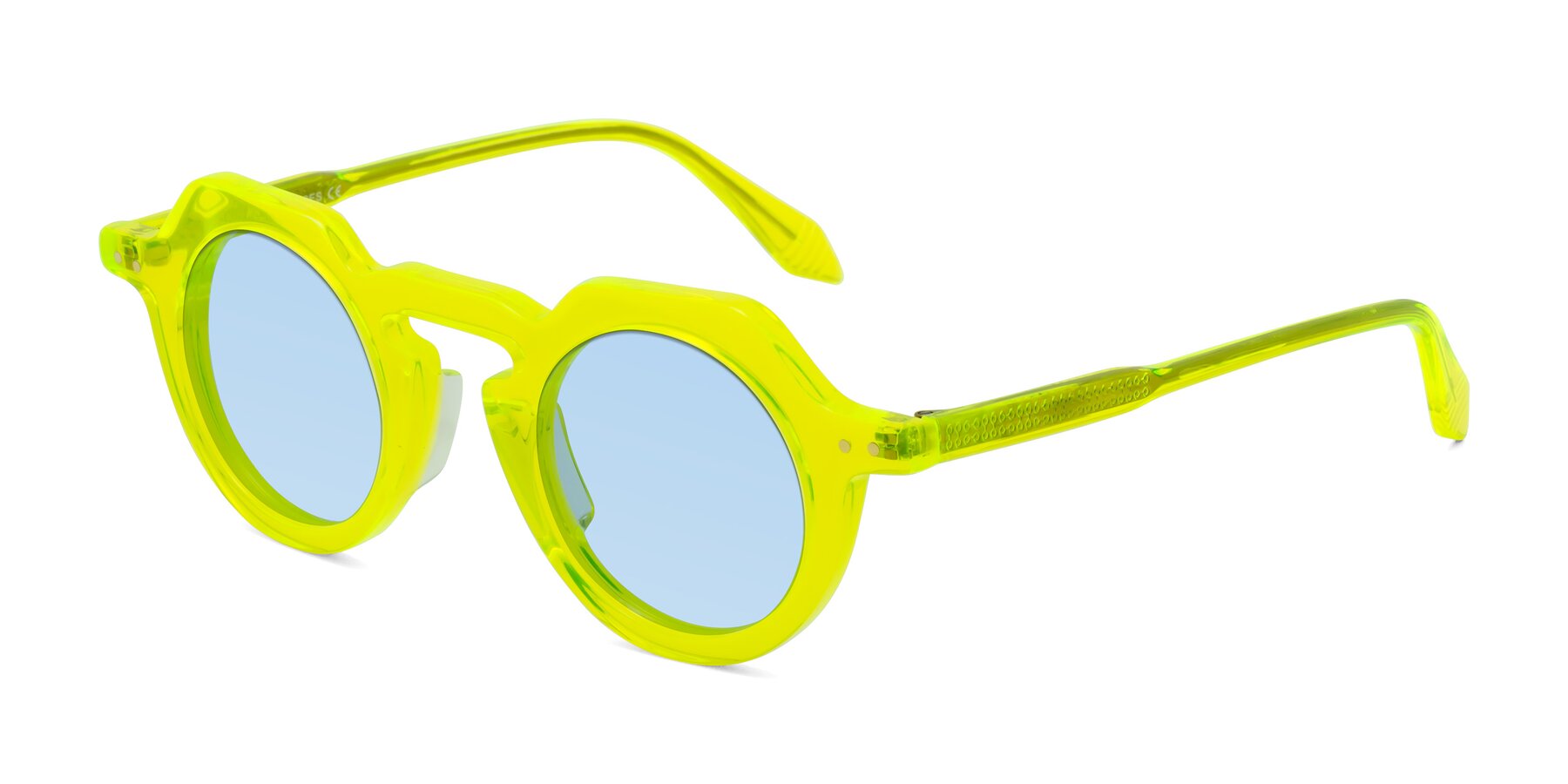 Angle of Arbor in Neon Yellow with Light Blue Tinted Lenses