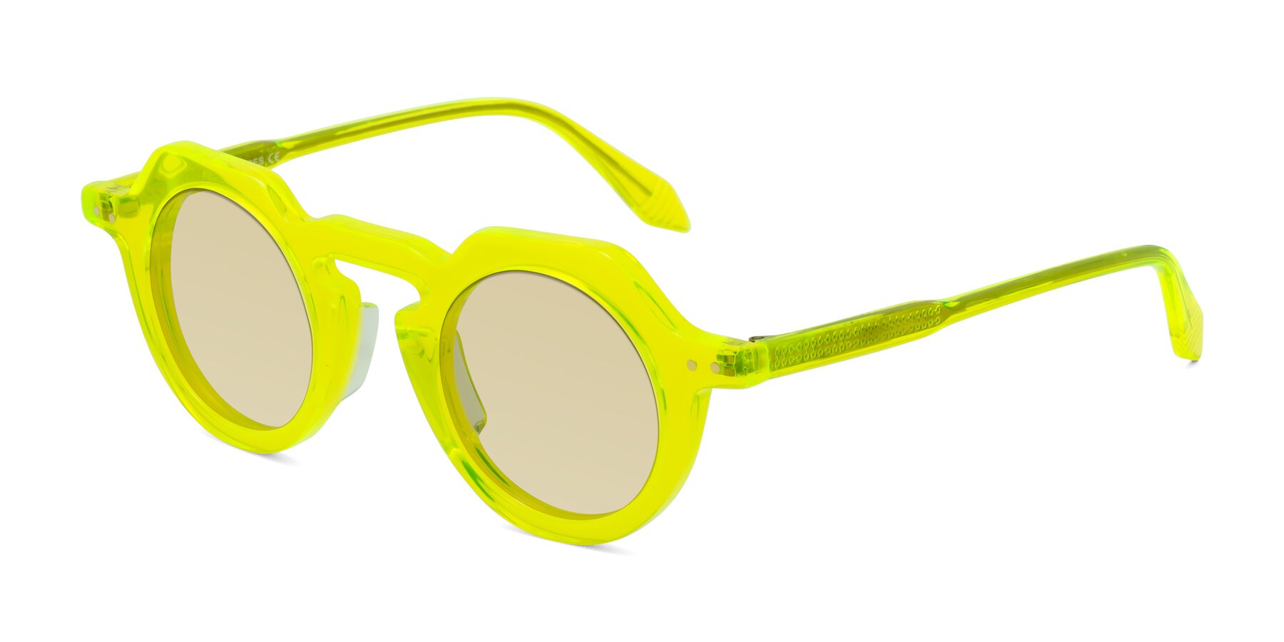 Angle of Arbor in Neon Yellow with Light Champagne Tinted Lenses