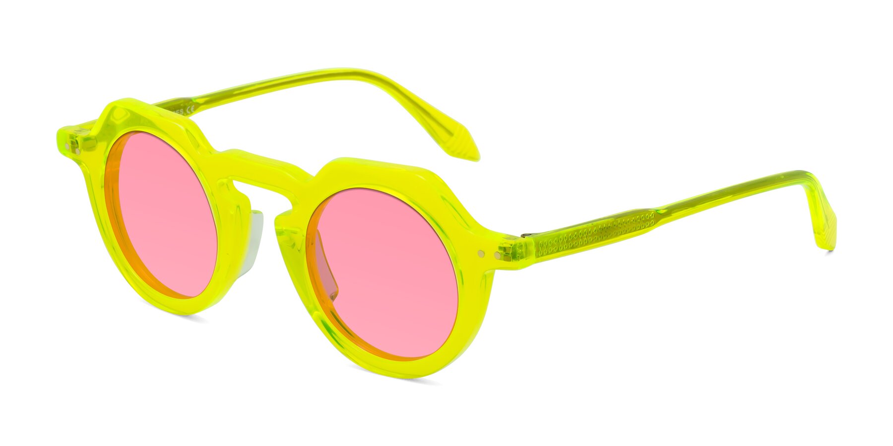 Angle of Arbor in Neon Yellow with Pink Tinted Lenses