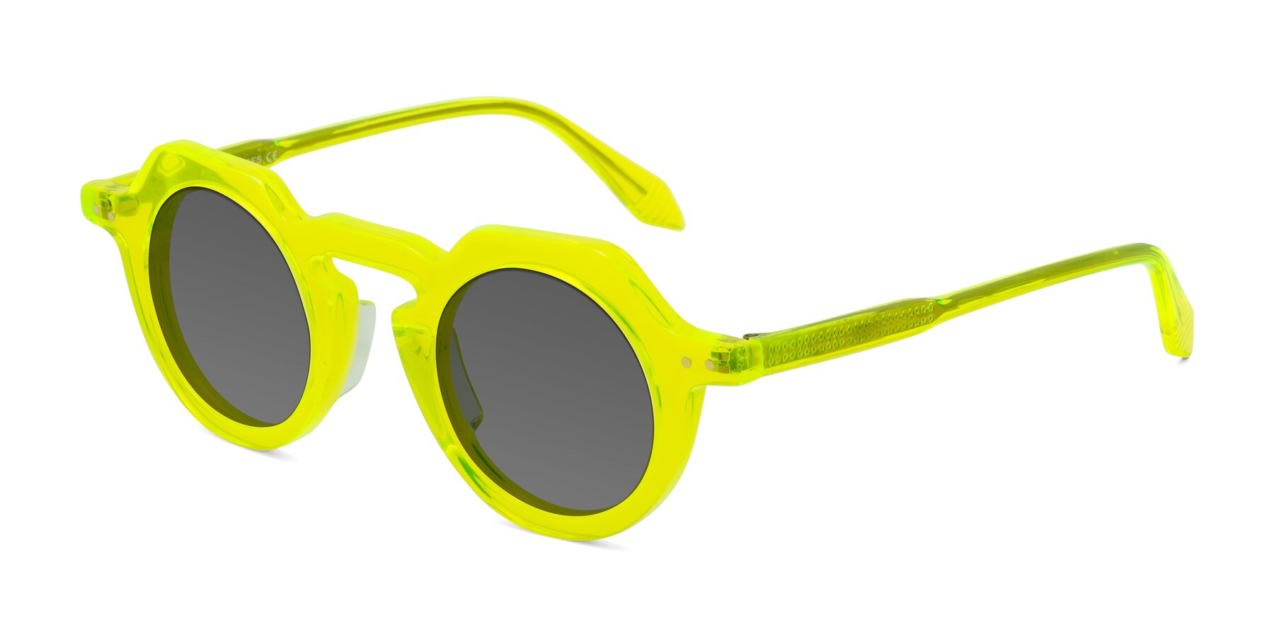 Angle of Arbor in Neon Yellow with Medium Gray Tinted Lenses