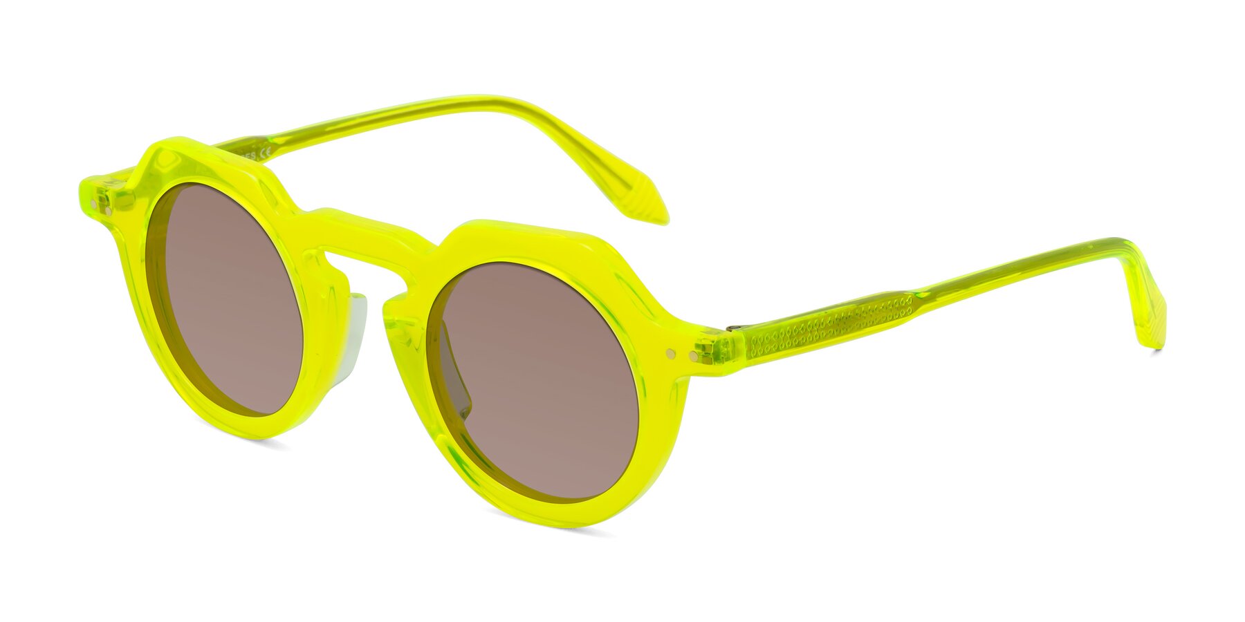 Angle of Arbor in Neon Yellow with Medium Brown Tinted Lenses