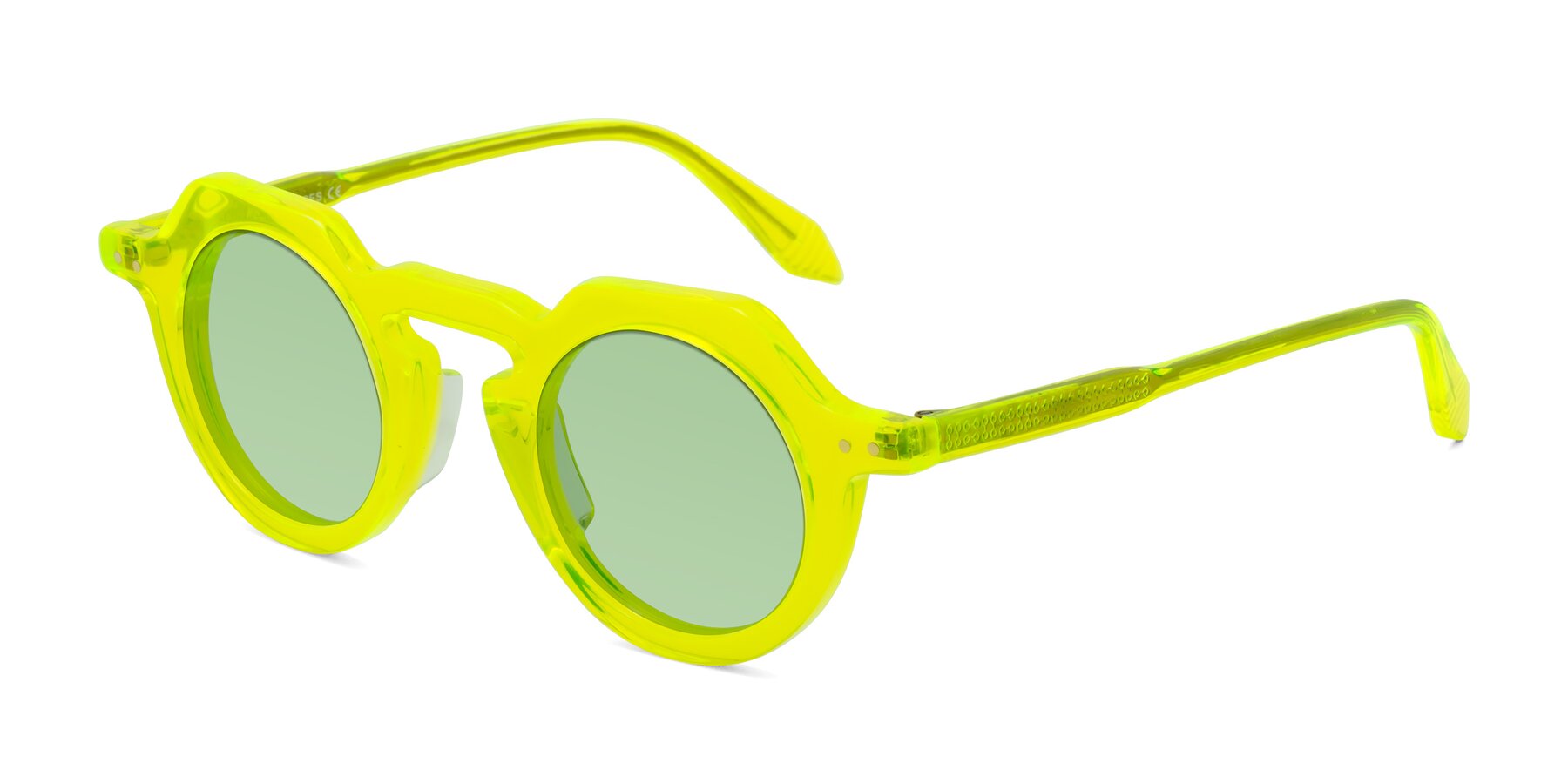 Angle of Arbor in Neon Yellow with Medium Green Tinted Lenses