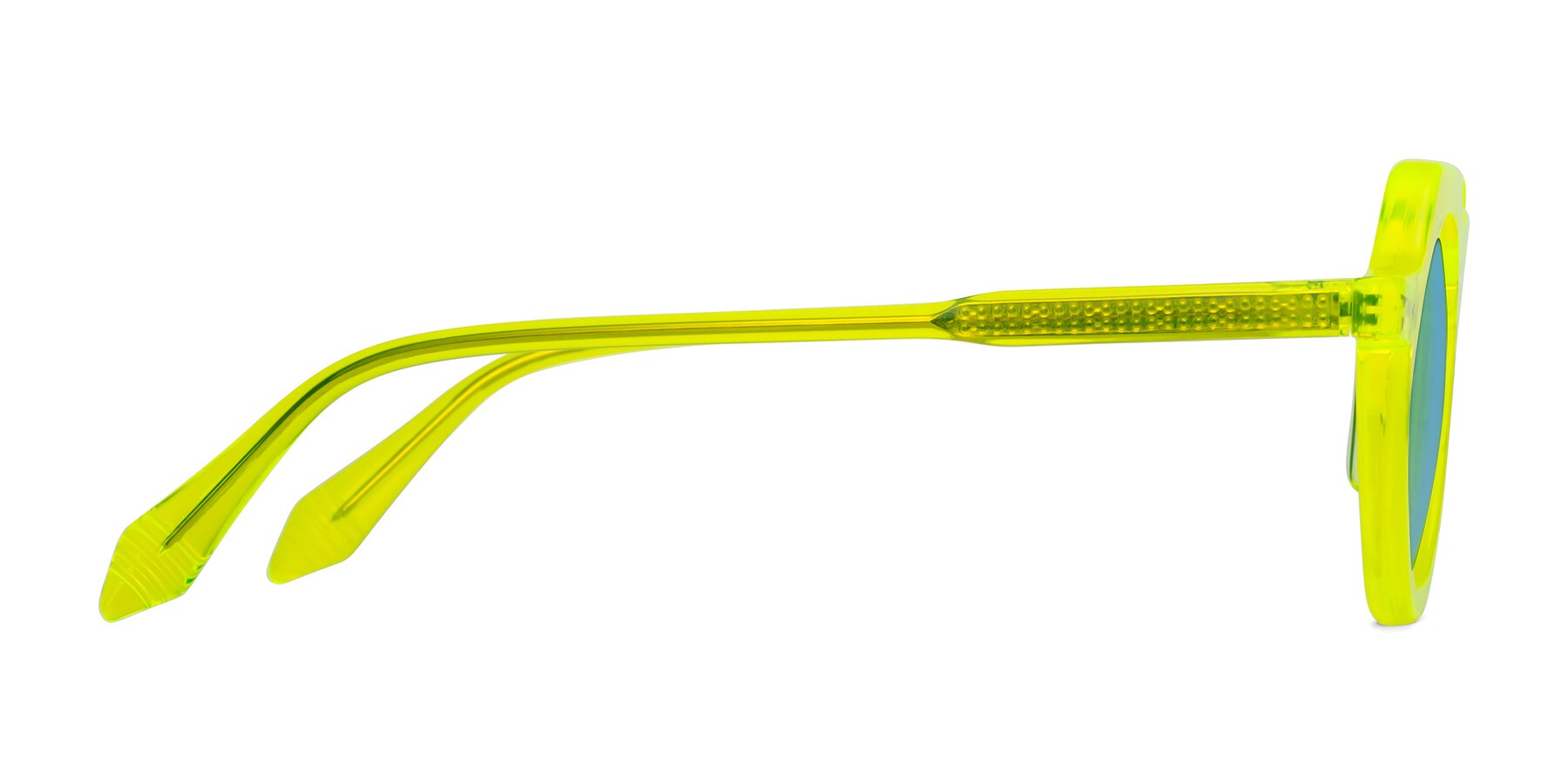 Side of Arbor in Neon Yellow with Medium Blue Tinted Lenses