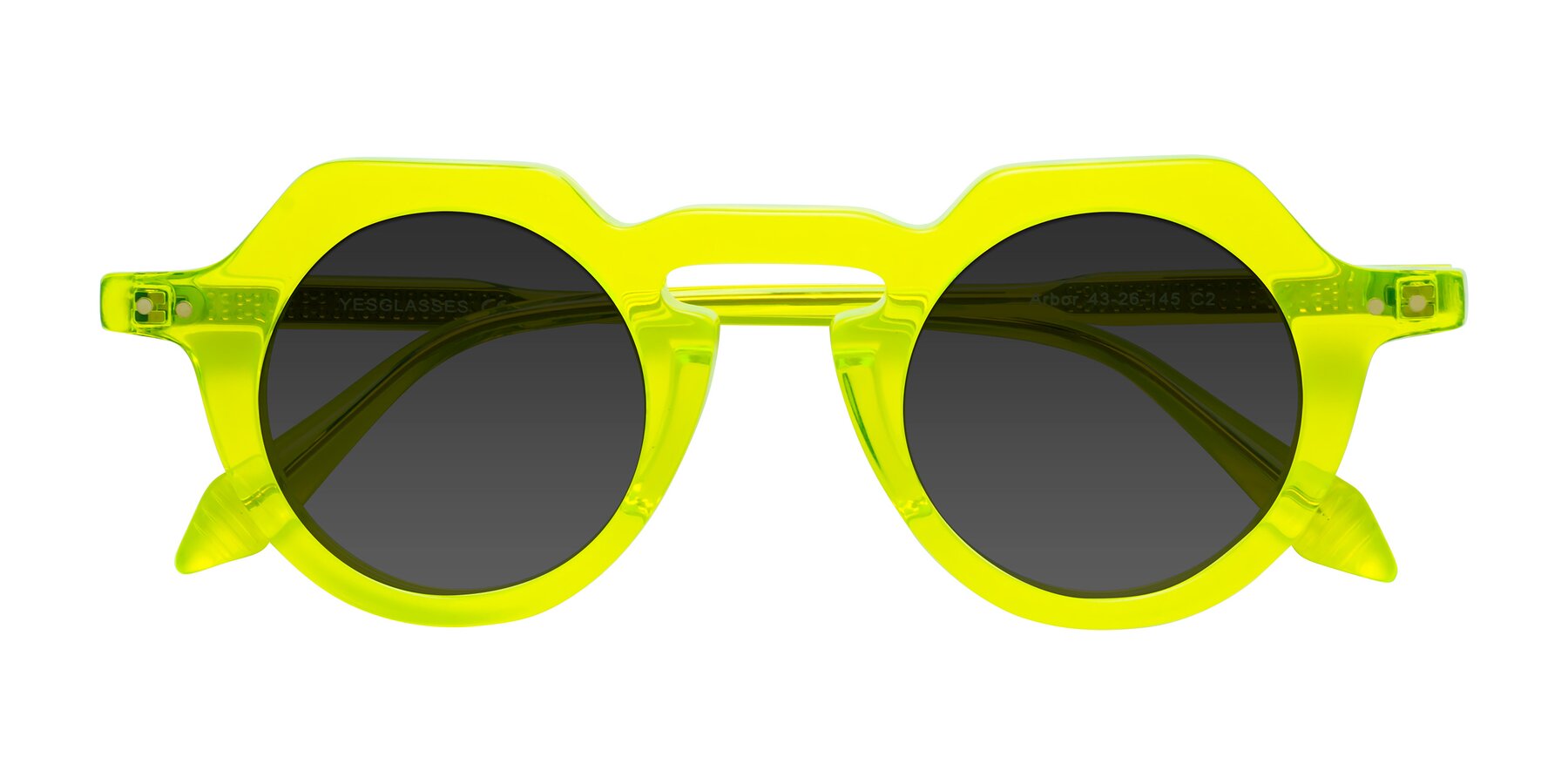 Folded Front of Arbor in Neon Yellow with Gray Tinted Lenses