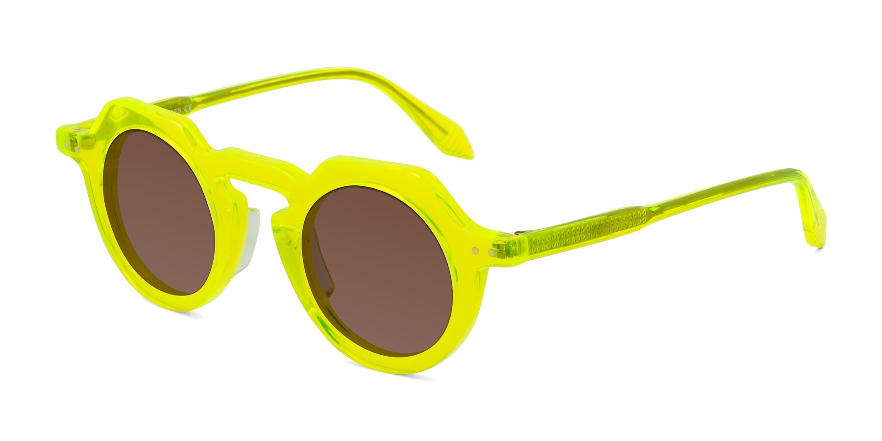 Angle of Arbor in Neon Yellow with Brown Tinted Lenses