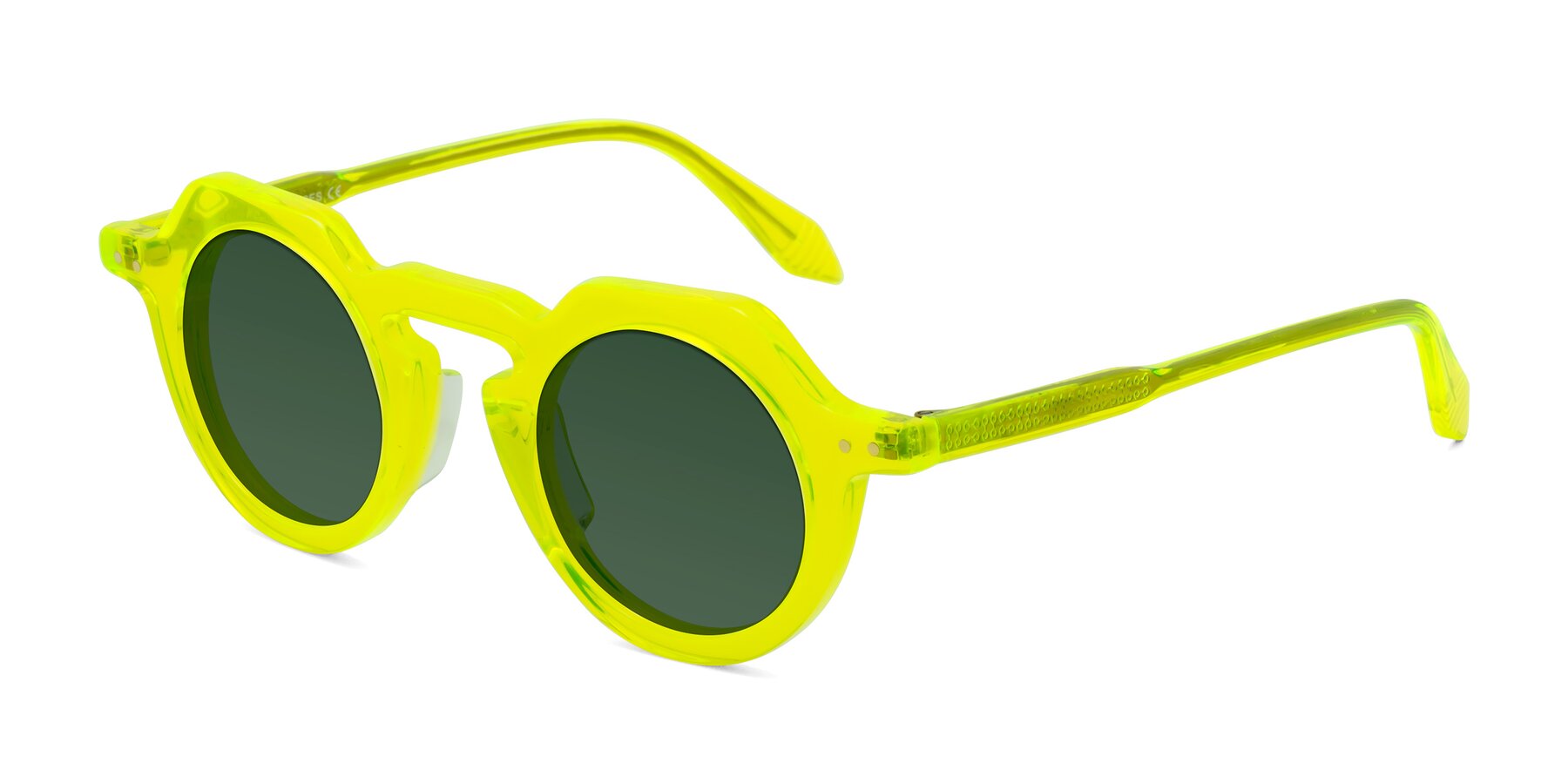 Angle of Arbor in Neon Yellow with Green Tinted Lenses