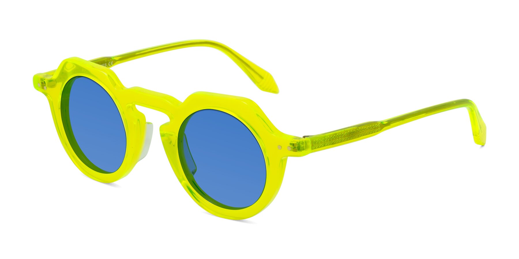 Angle of Arbor in Neon Yellow with Blue Tinted Lenses