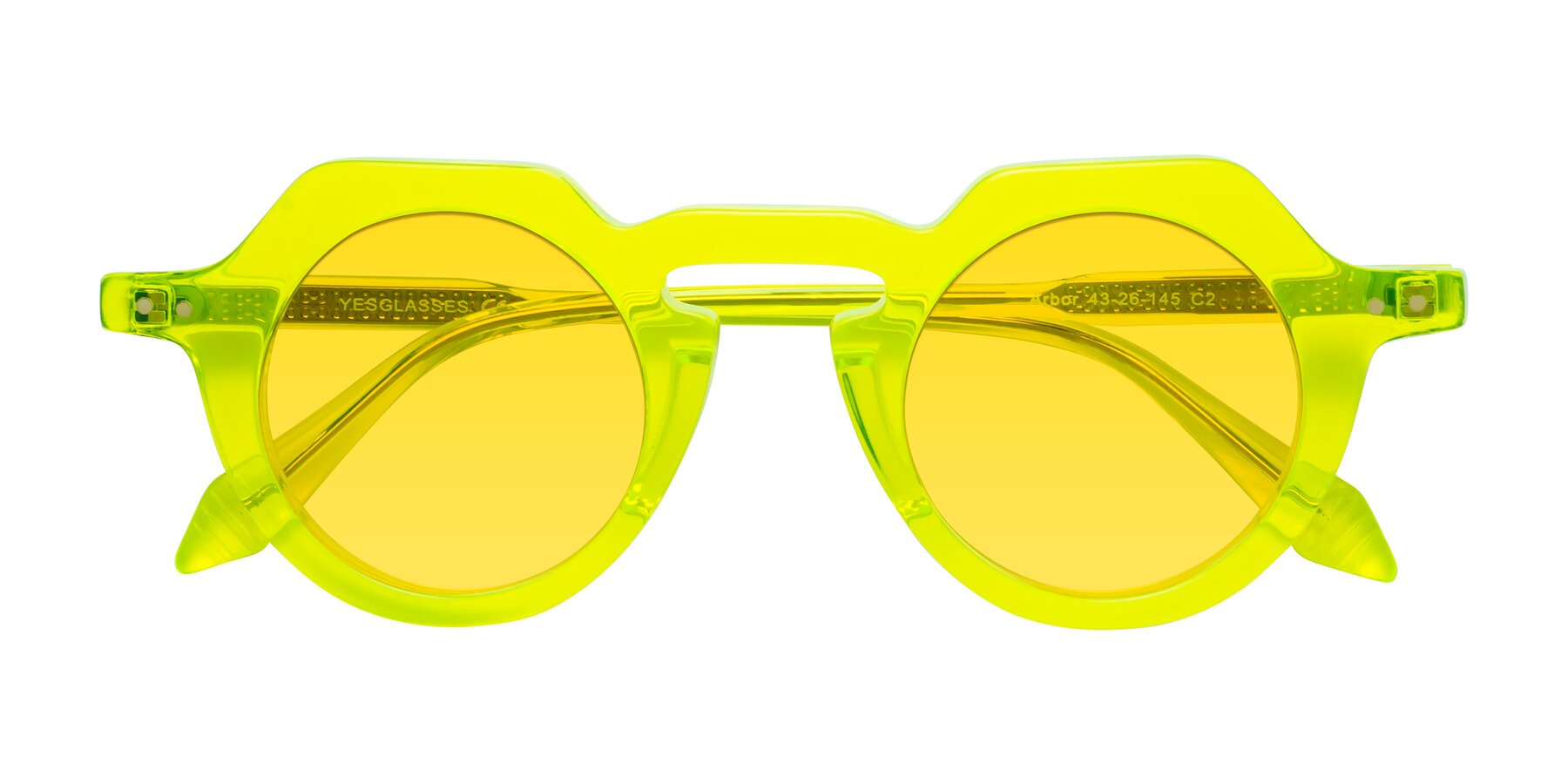 Folded Front of Arbor in Neon Yellow with Yellow Tinted Lenses