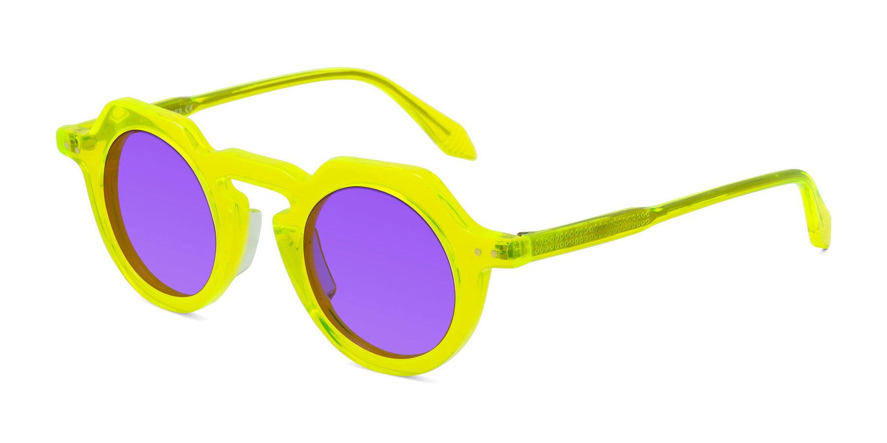 Angle of Arbor in Neon Yellow with Purple Tinted Lenses