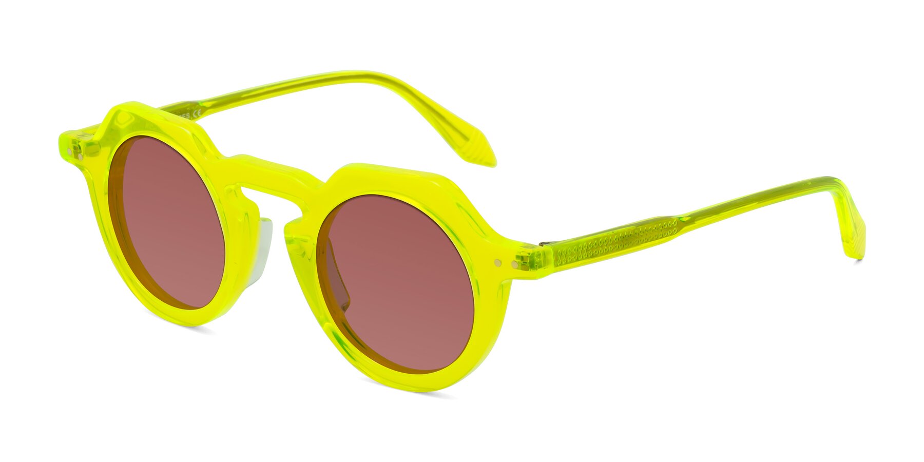 Angle of Arbor in Neon Yellow with Garnet Tinted Lenses