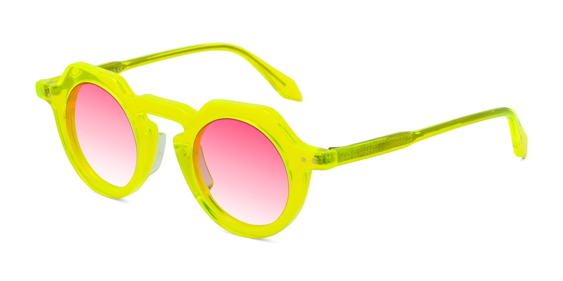 Angle of Arbor in Neon Yellow with Pink Gradient Lenses