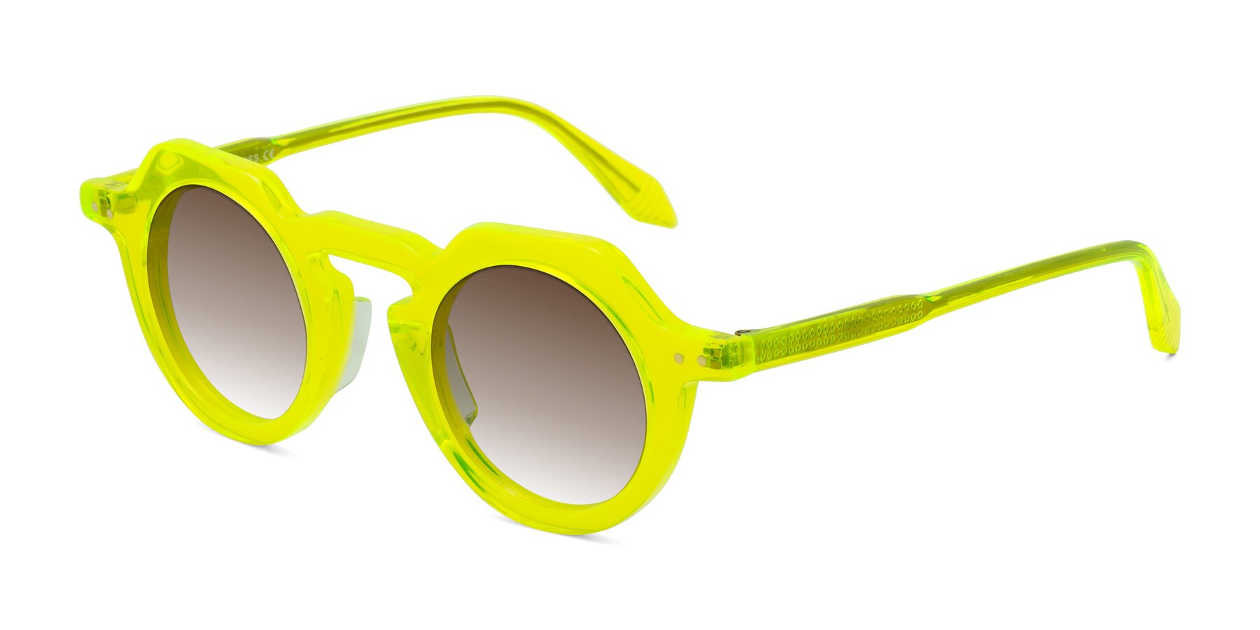 Angle of Arbor in Neon Yellow with Brown Gradient Lenses