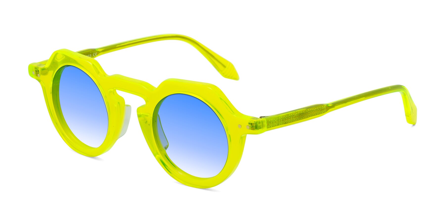 Angle of Arbor in Neon Yellow with Blue Gradient Lenses