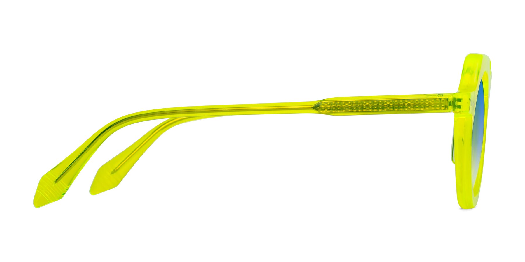 Side of Arbor in Neon Yellow with Blue Gradient Lenses