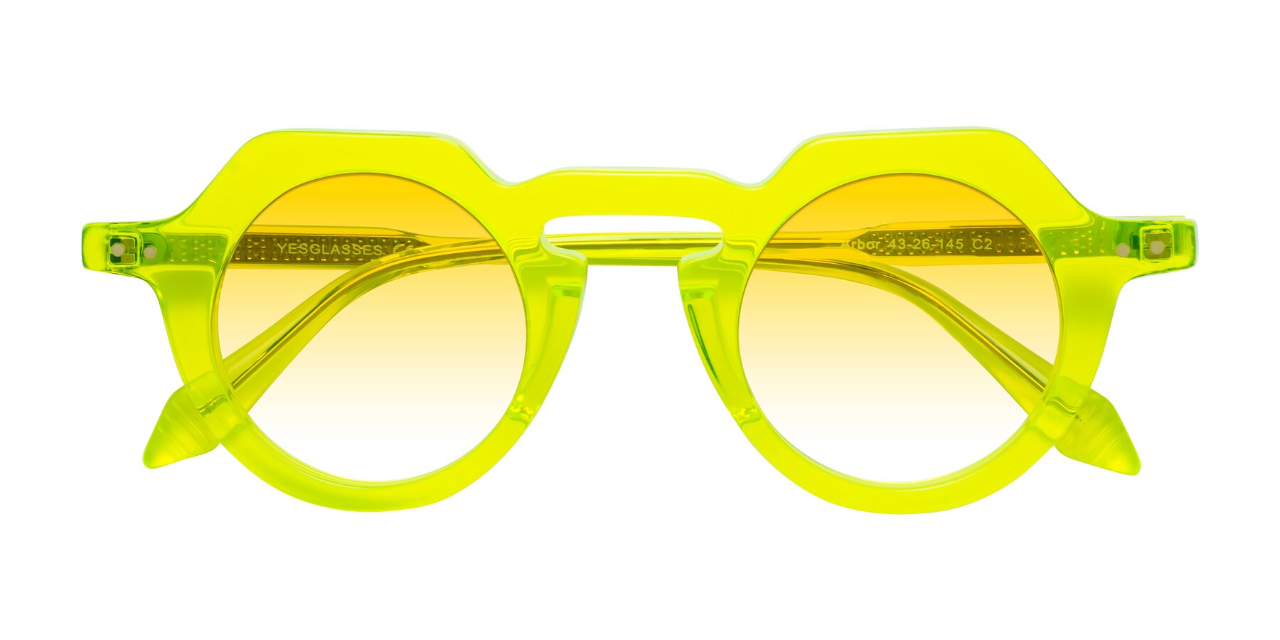 Folded Front of Arbor in Neon Yellow with Yellow Gradient Lenses