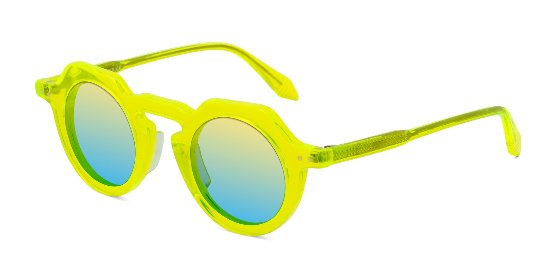 Angle of Arbor in Neon Yellow with Yellow / Blue Gradient Lenses