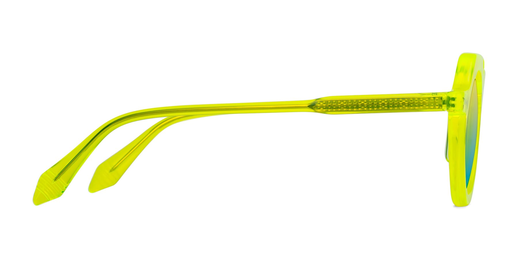 Side of Arbor in Neon Yellow with Yellow / Blue Gradient Lenses