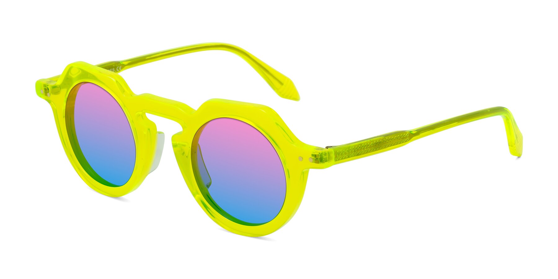 Angle of Arbor in Neon Yellow with Pink / Blue Gradient Lenses