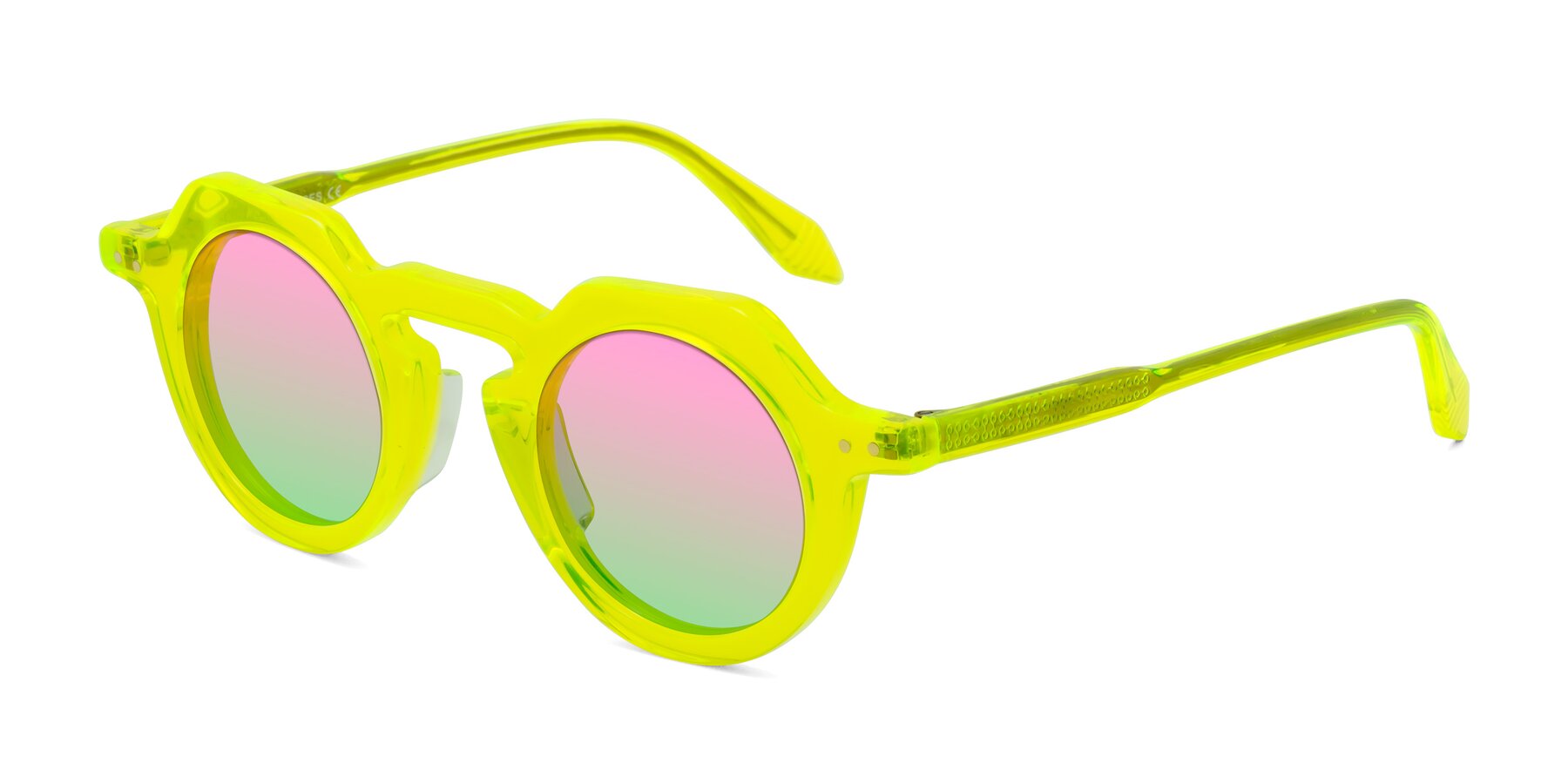 Angle of Arbor in Neon Yellow with Pink / Green Gradient Lenses