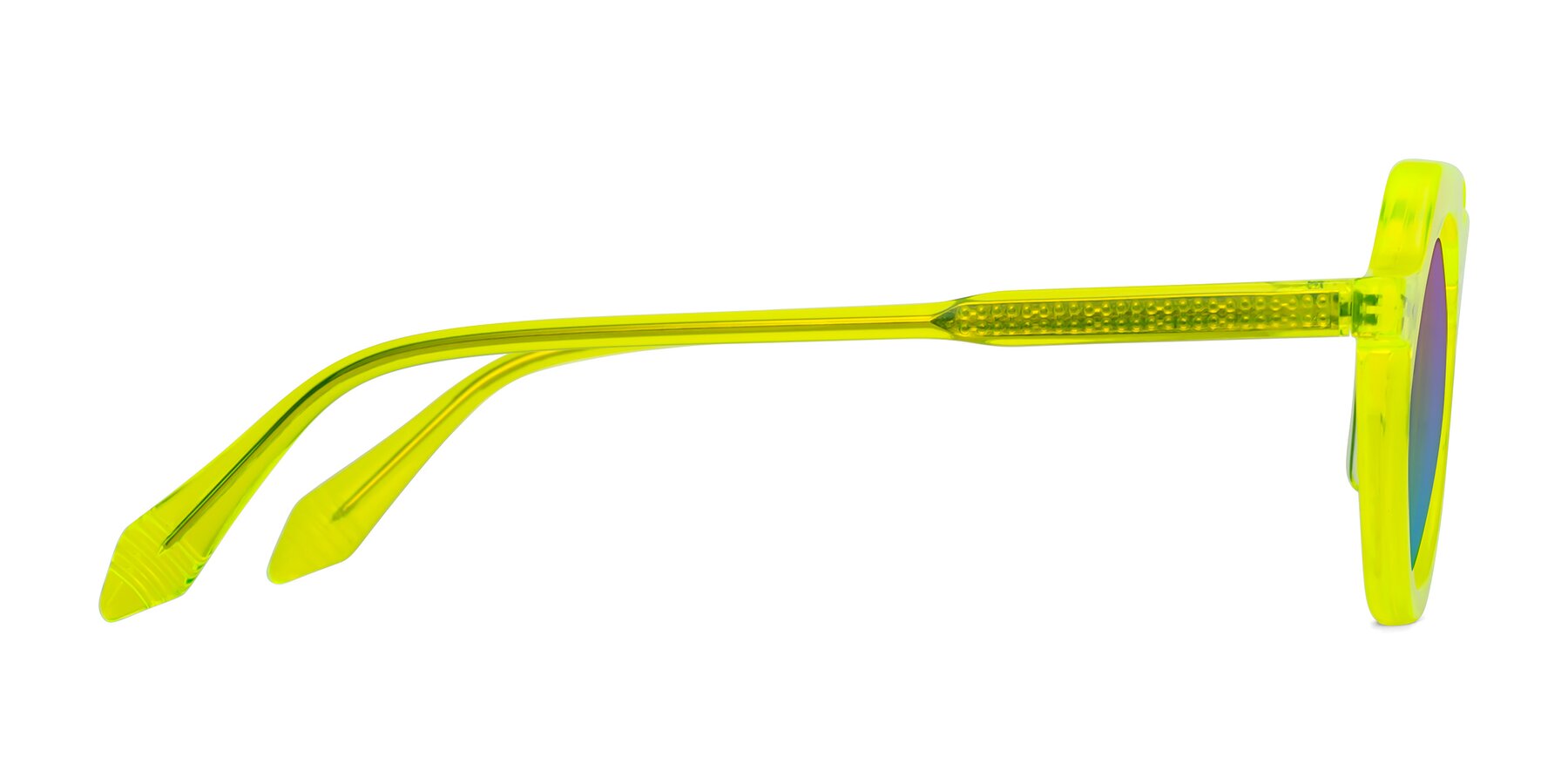 Side of Arbor in Neon Yellow with Purple / Blue Gradient Lenses