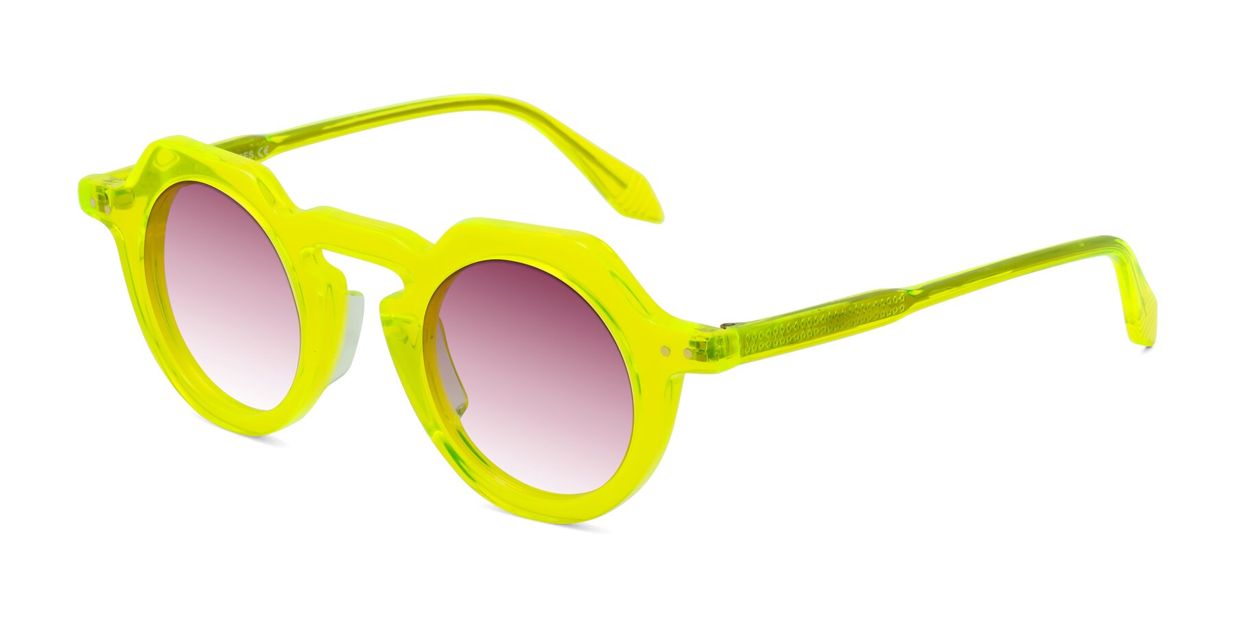 Angle of Arbor in Neon Yellow with Wine Gradient Lenses