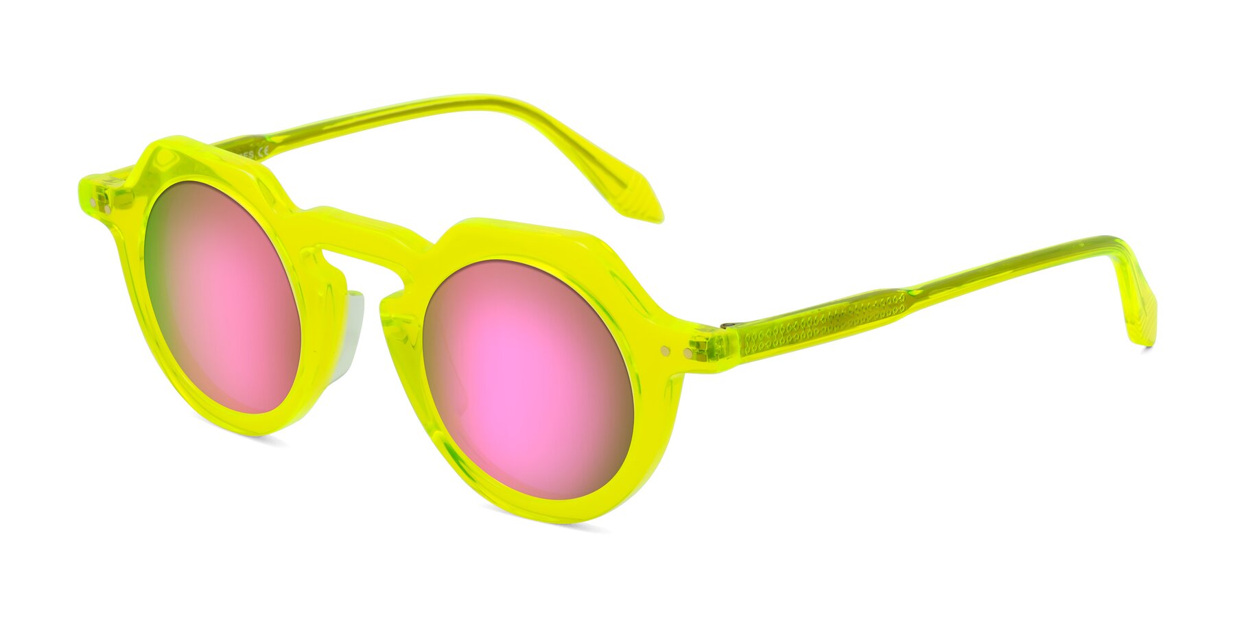 Angle of Arbor in Neon Yellow with Pink Mirrored Lenses