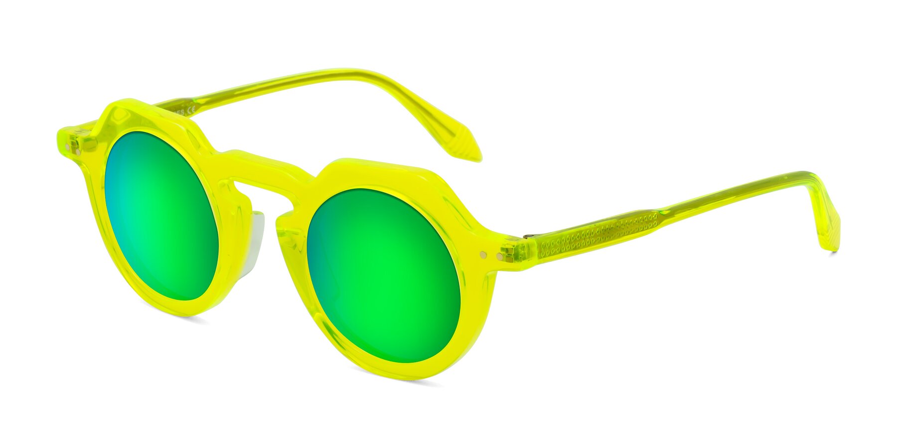 Angle of Arbor in Neon Yellow with Green Mirrored Lenses