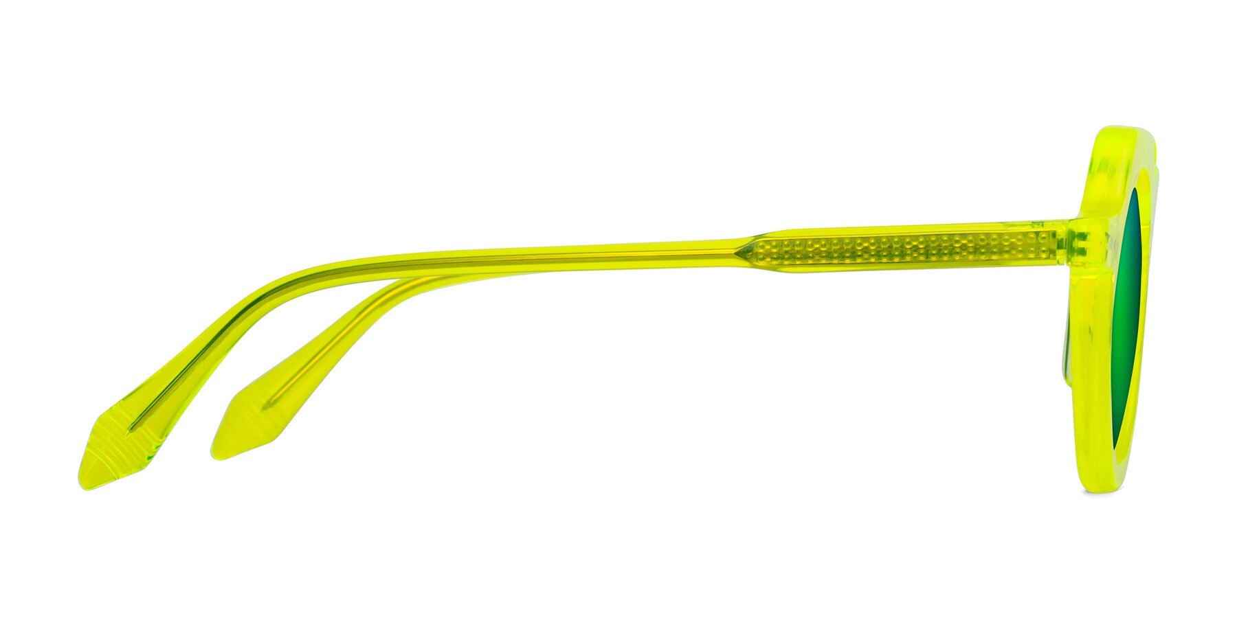 Side of Arbor in Neon Yellow with Green Mirrored Lenses