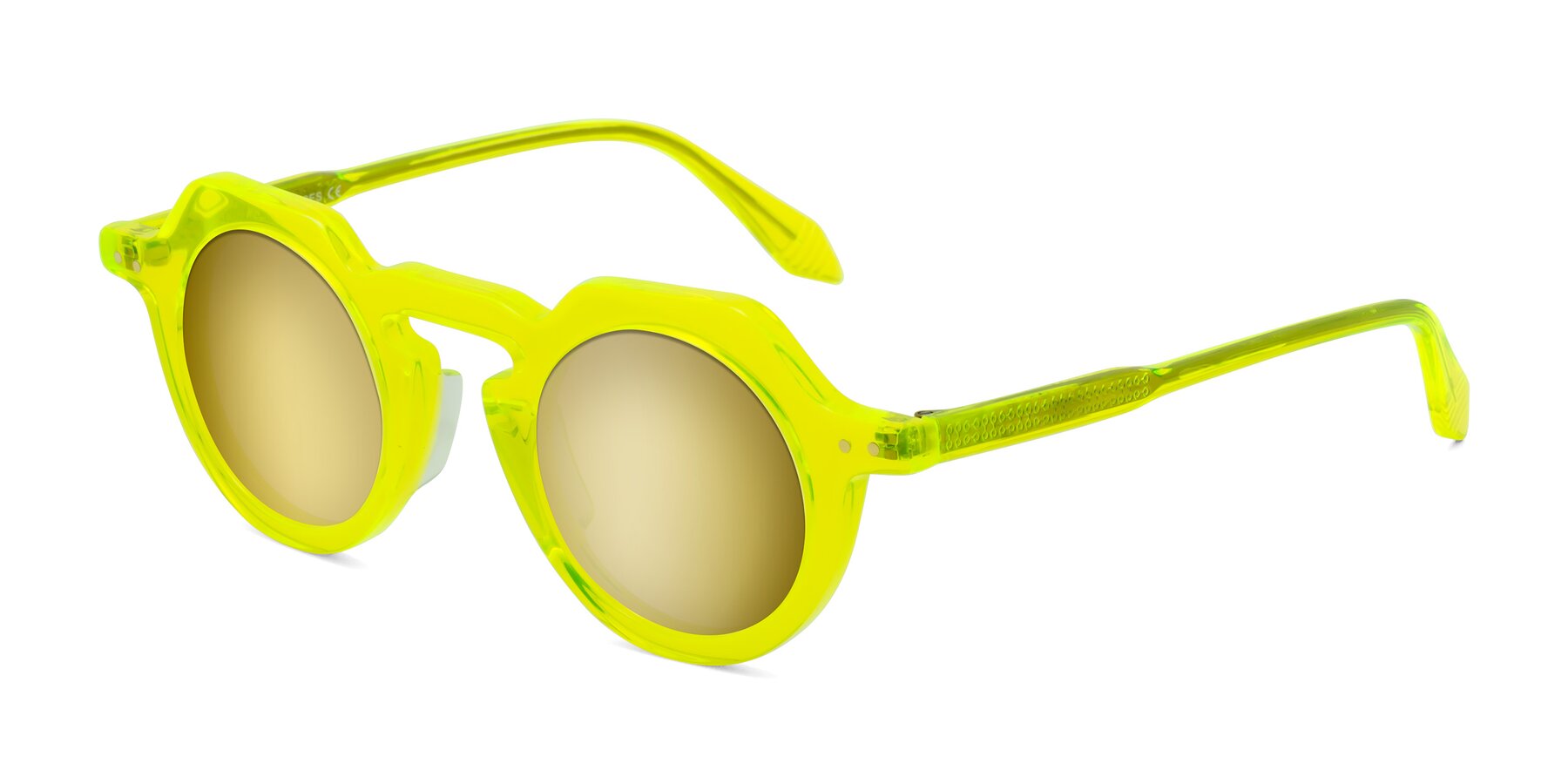 Angle of Arbor in Neon Yellow with Gold Mirrored Lenses