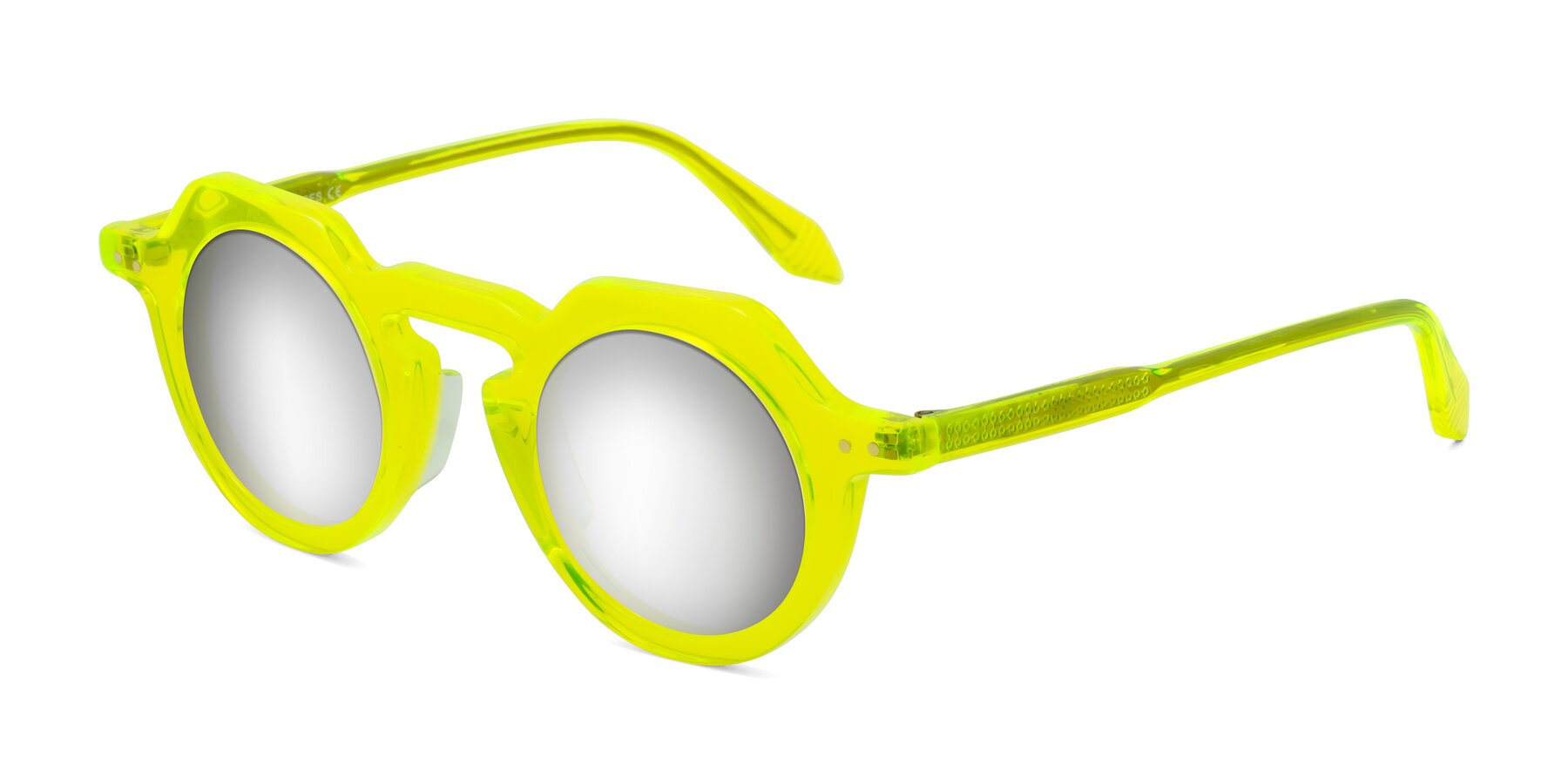 Angle of Arbor in Neon Yellow with Silver Mirrored Lenses