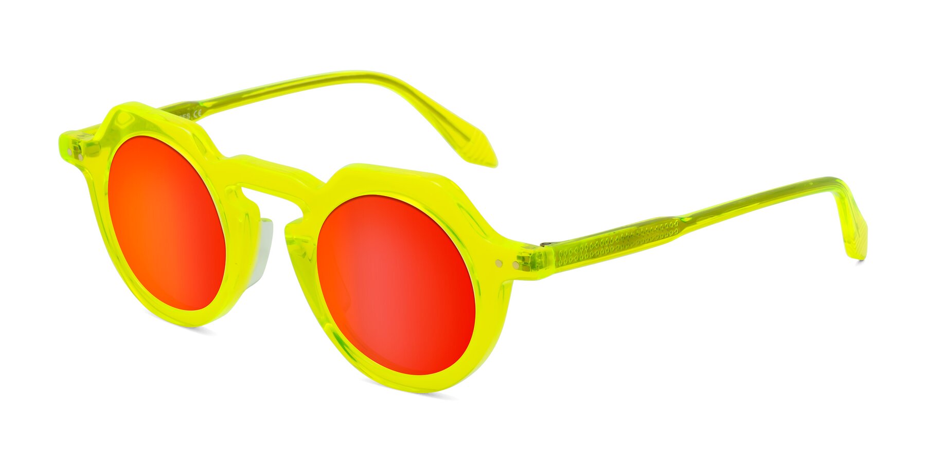 Angle of Arbor in Neon Yellow with Red Gold Mirrored Lenses