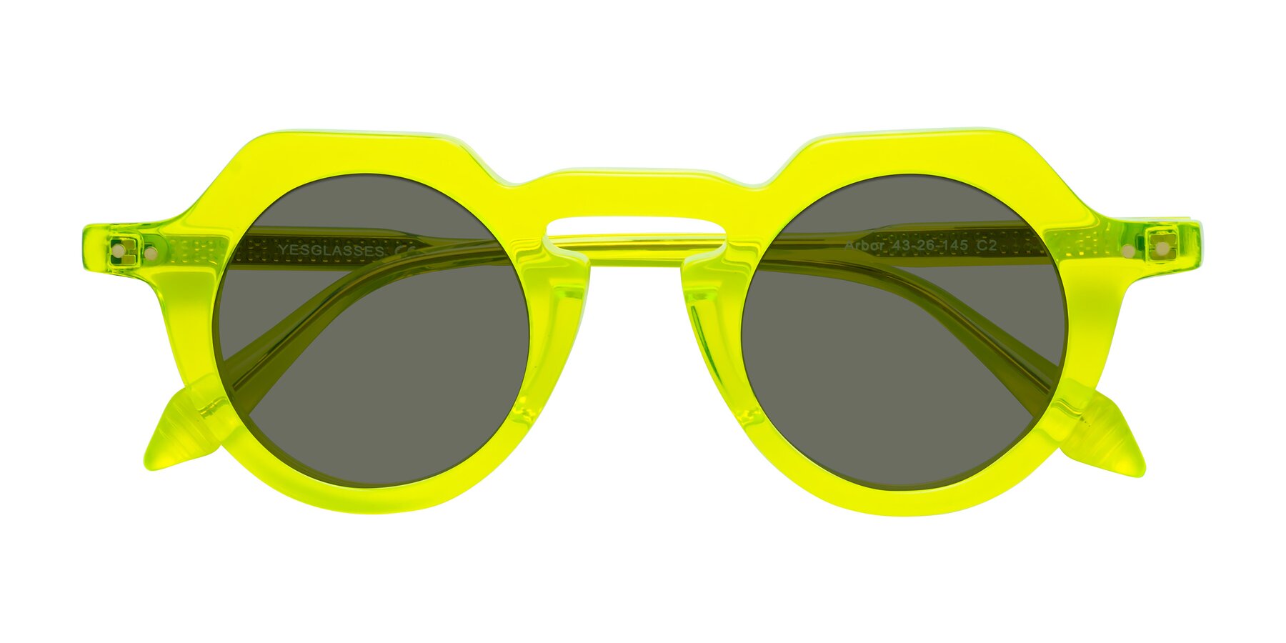 Folded Front of Arbor in Neon Yellow with Gray Polarized Lenses