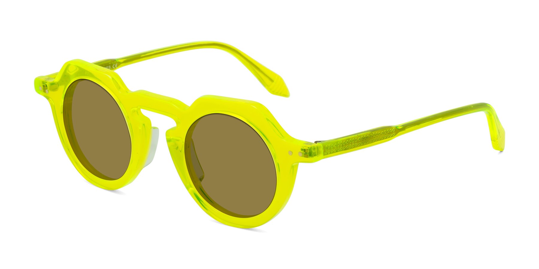 Angle of Arbor in Neon Yellow with Brown Polarized Lenses