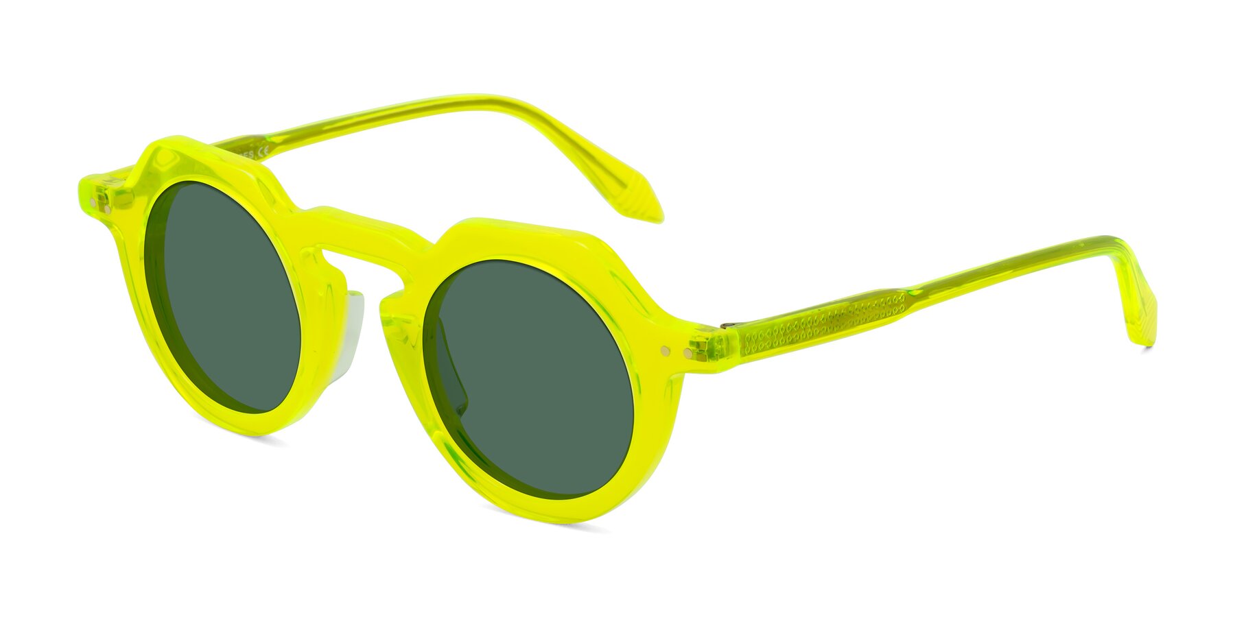 Angle of Arbor in Neon Yellow with Green Polarized Lenses