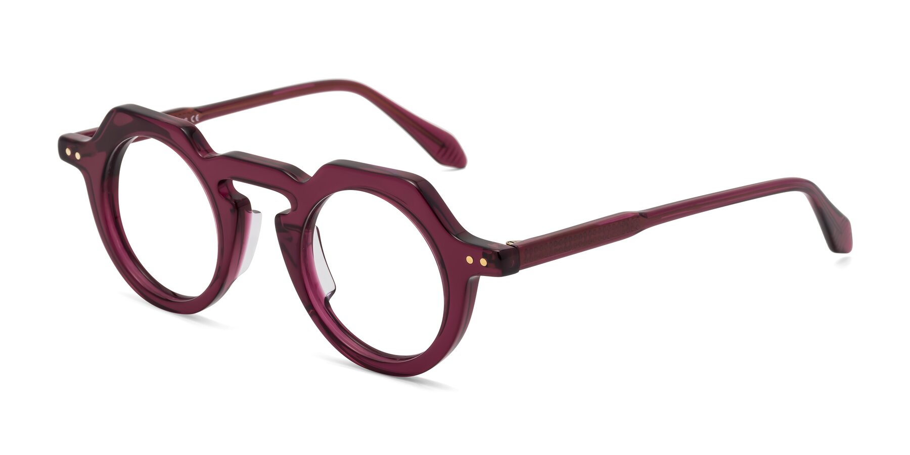 Angle of Arbor in Deep Purple with Clear Reading Eyeglass Lenses