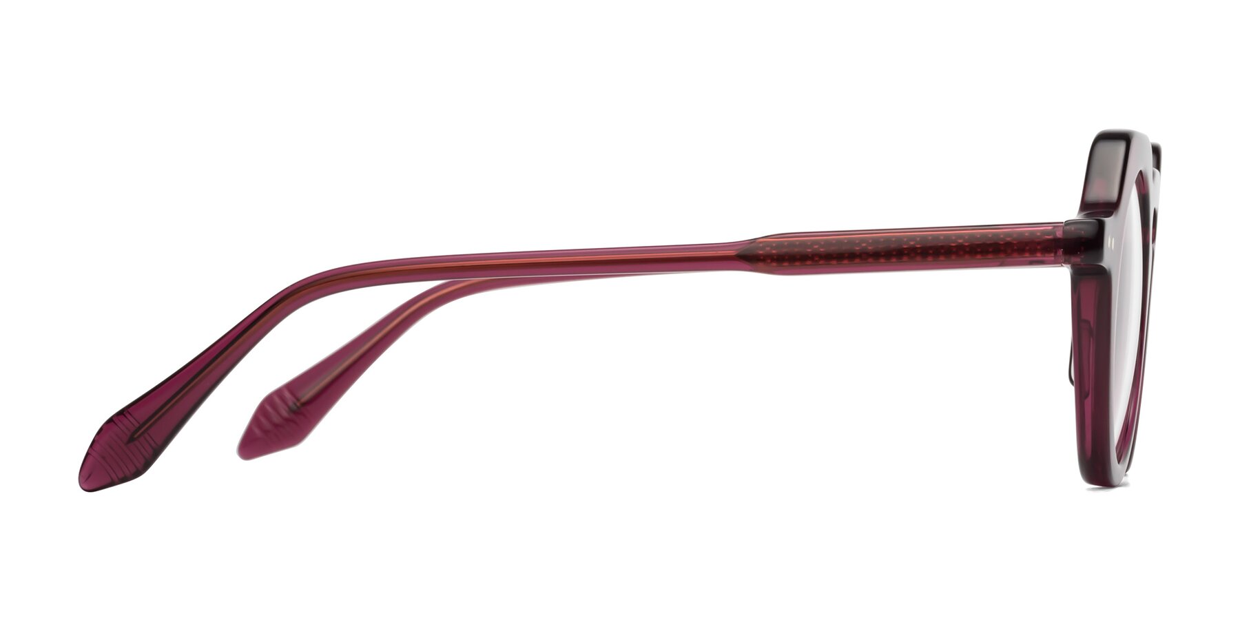 Side of Arbor in Deep Purple with Clear Reading Eyeglass Lenses