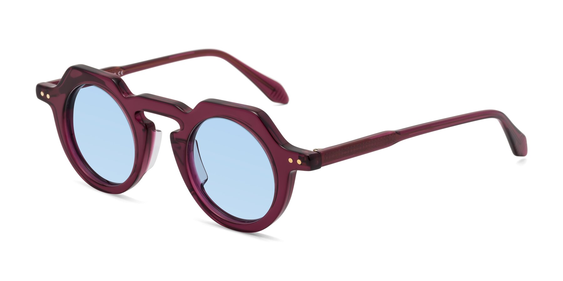 Angle of Arbor in Deep Purple with Light Blue Tinted Lenses