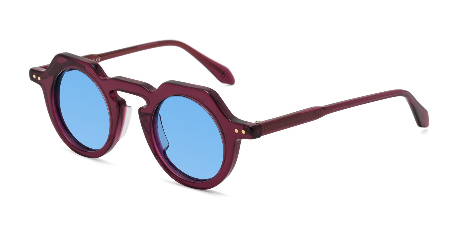 Angle of Arbor in Deep Purple with Medium Blue Tinted Lenses