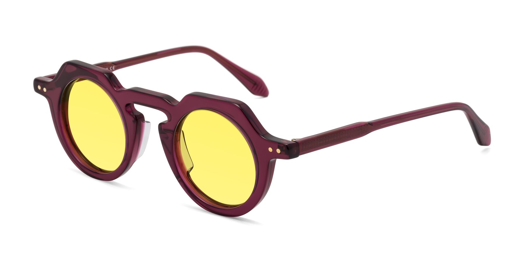 Angle of Arbor in Deep Purple with Medium Yellow Tinted Lenses