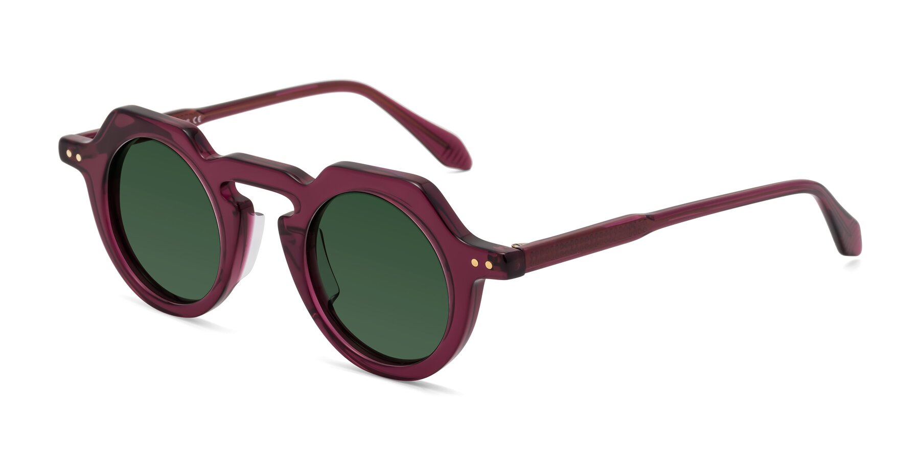 Angle of Arbor in Deep Purple with Green Tinted Lenses