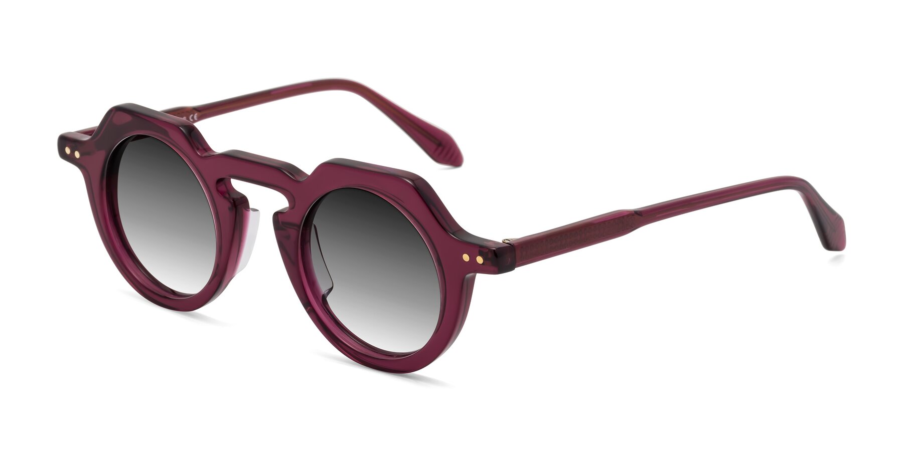 Angle of Arbor in Deep Purple with Gray Gradient Lenses