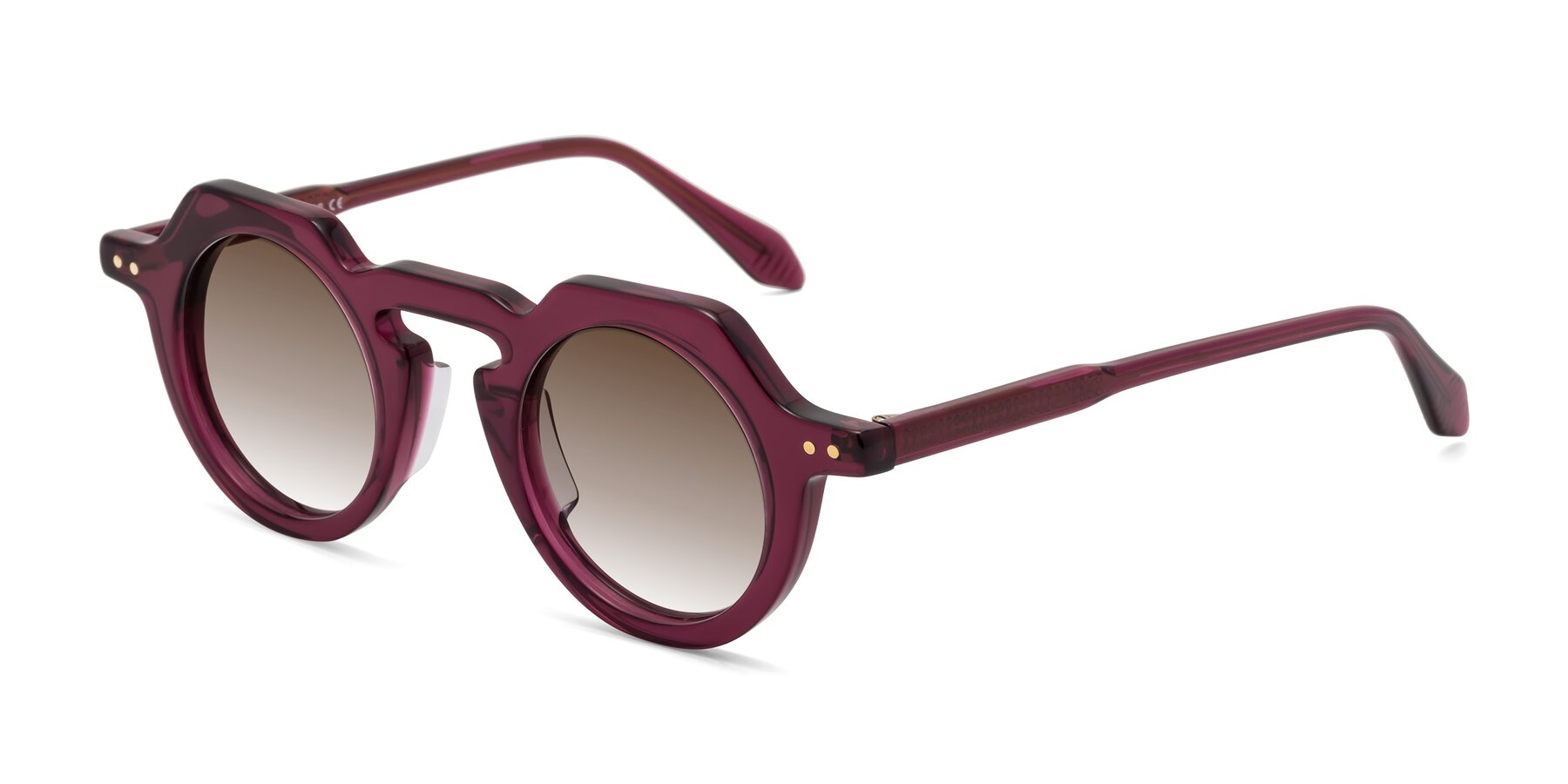 Angle of Arbor in Deep Purple with Brown Gradient Lenses