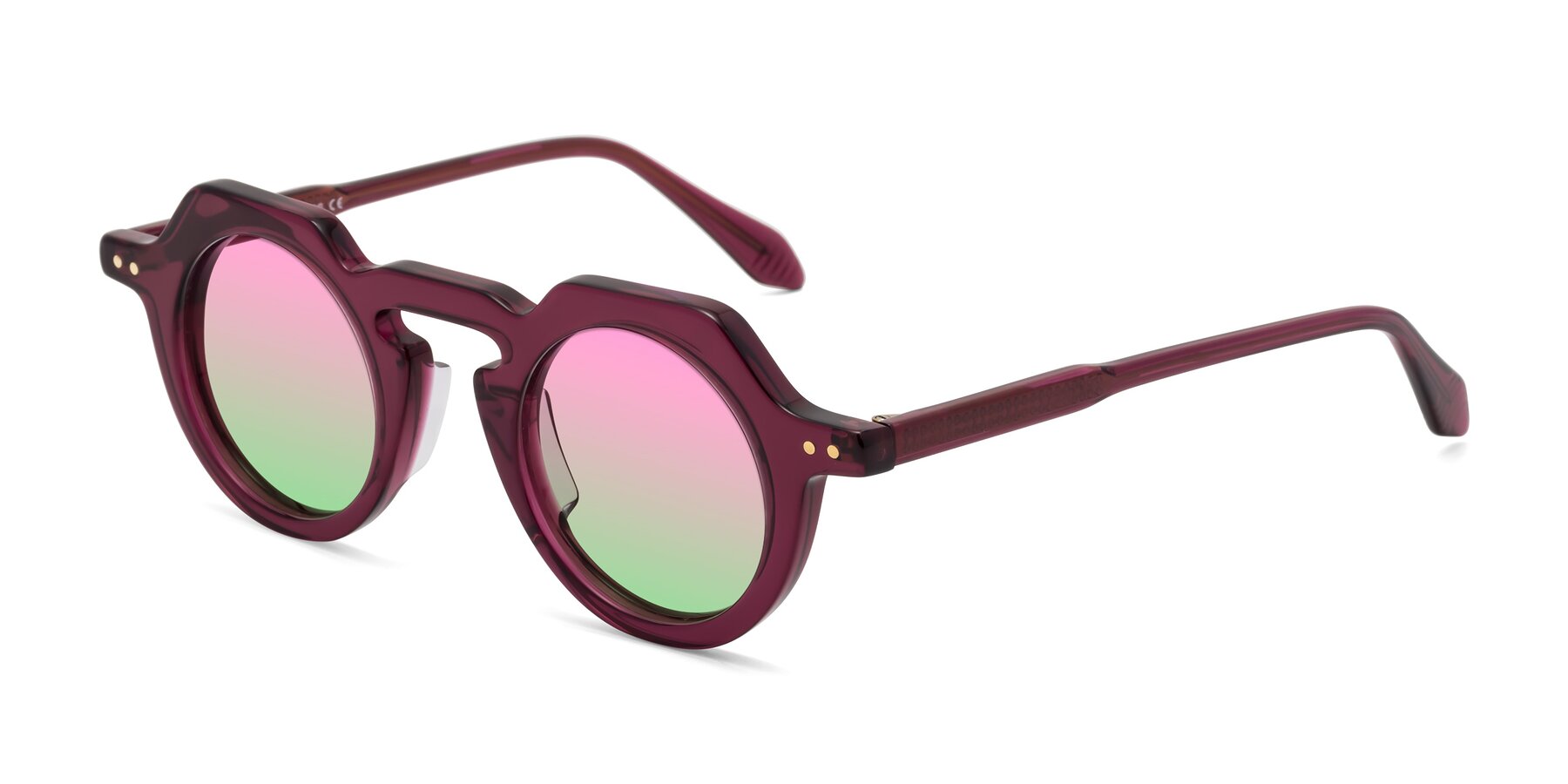 Angle of Arbor in Deep Purple with Pink / Green Gradient Lenses