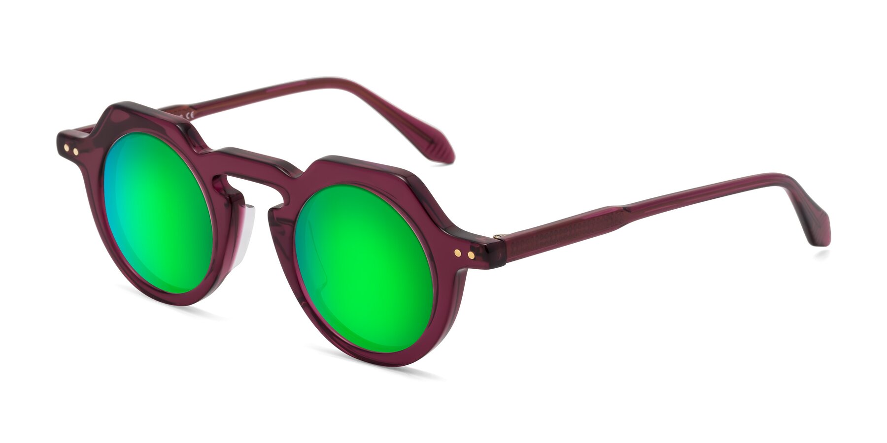 Angle of Arbor in Deep Purple with Green Mirrored Lenses