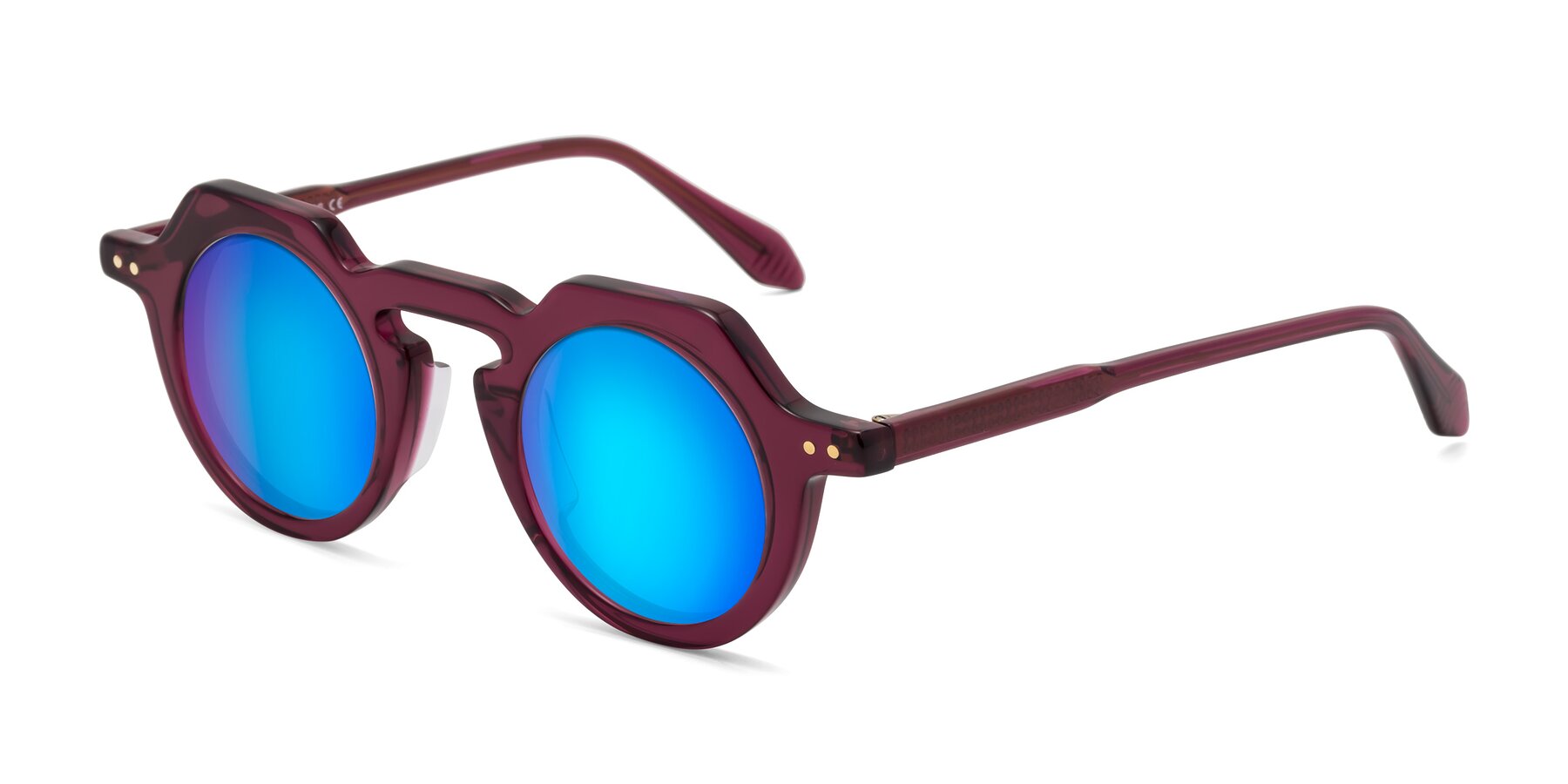 Angle of Arbor in Deep Purple with Blue Mirrored Lenses