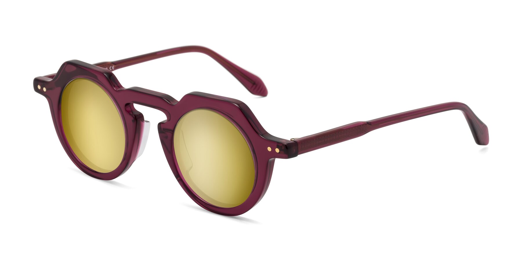 Angle of Arbor in Deep Purple with Gold Mirrored Lenses