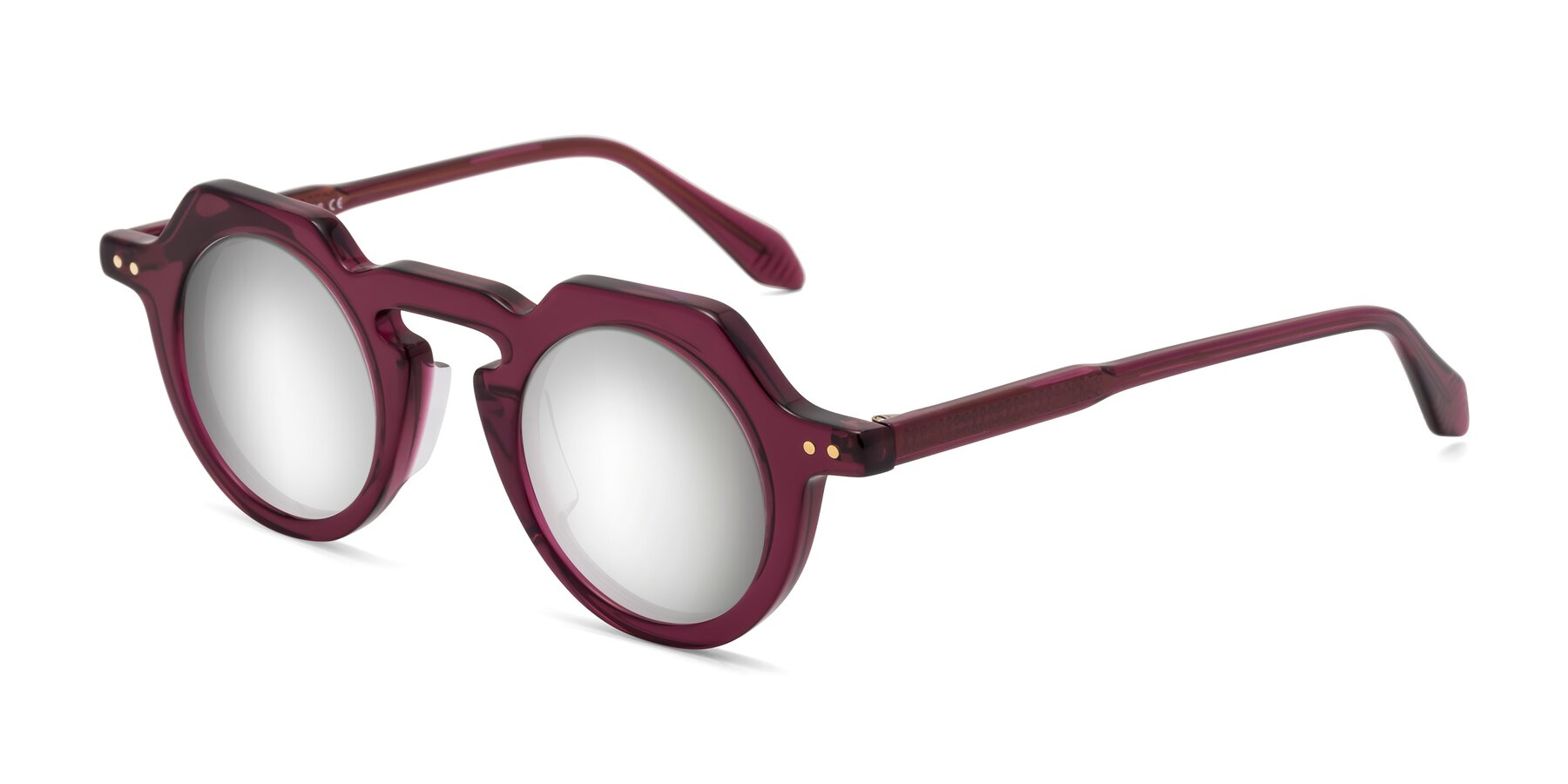 Angle of Arbor in Deep Purple with Silver Mirrored Lenses