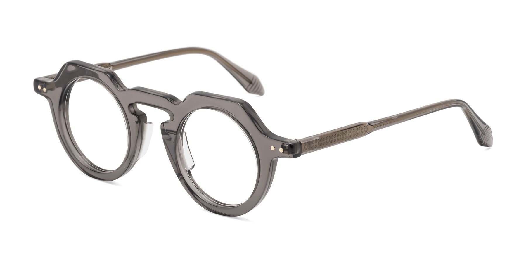 Angle of Arbor in Translucent Gray with Clear Reading Eyeglass Lenses